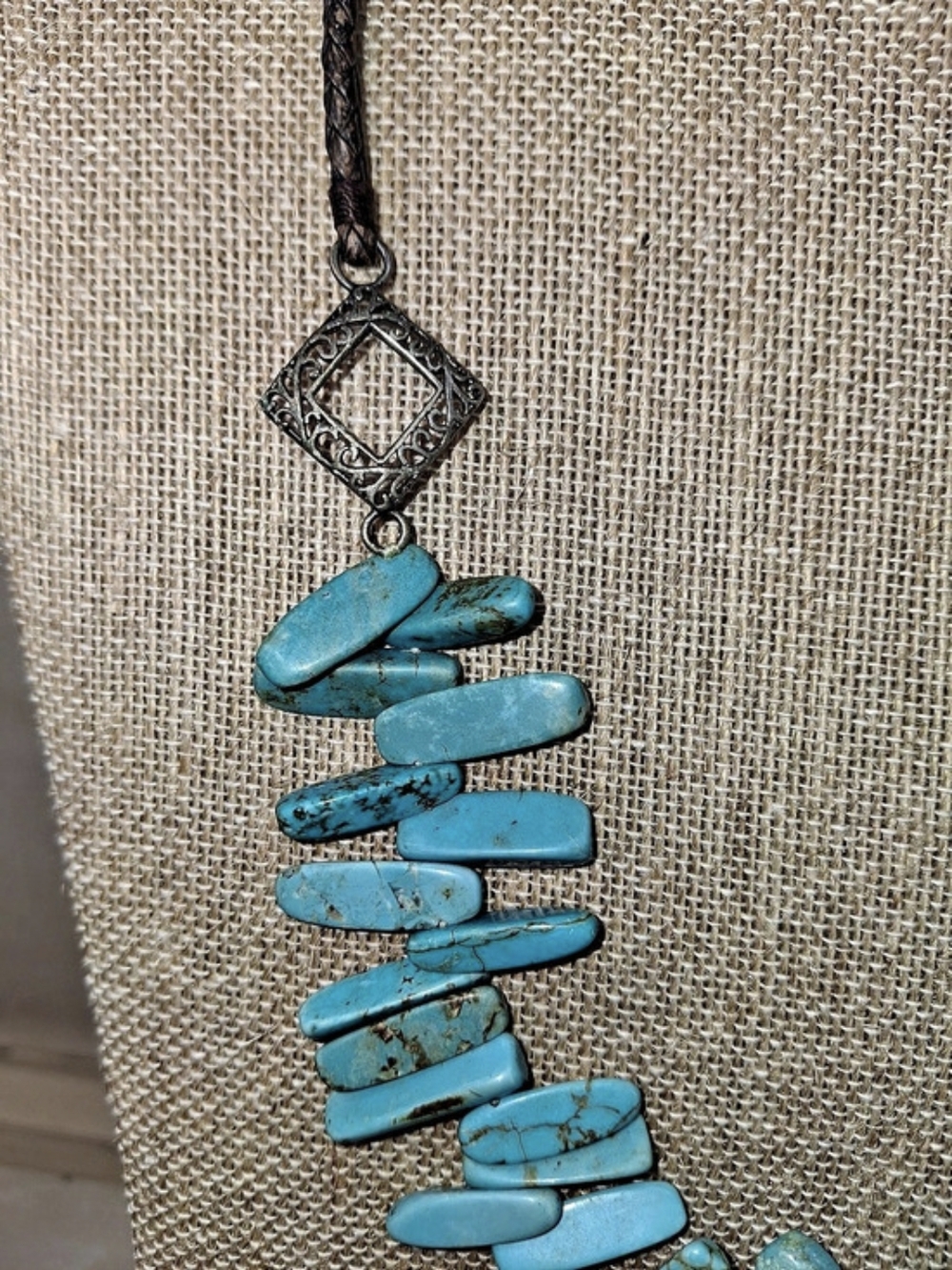 Turquoise Color Howlite Statement Necklace - Picture 4 of 4